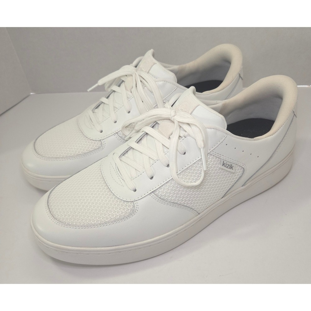 Kizik Oslo Optic White HandsFree Mesh Leather Sneakers Mens 12 K3FC MREDWT01-1D